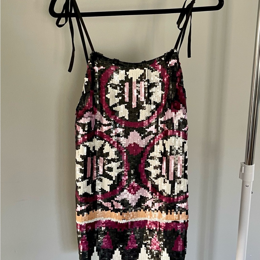 Free People Sequin Mini Dress - Black, White, Pink